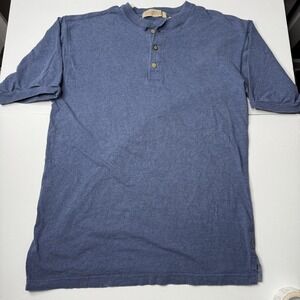 Claybrooke Henley Shirt Men sz M Blue 3-Button Short Sleeve